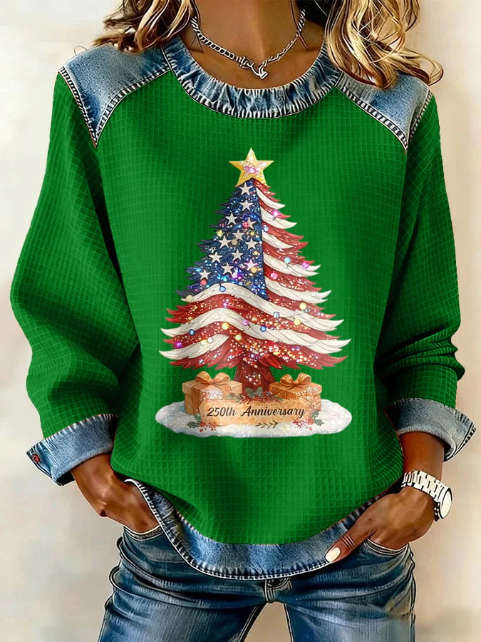 Retro Patriotic Christmas 1776–2026 250th Anniversary Print Sweatshirt - Image 5