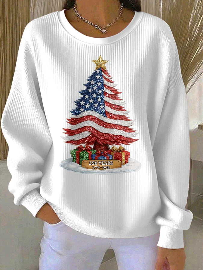 Retro Patriotic Christmas US 250 Years 1776–2026 Print Sweatshirt - Image 3