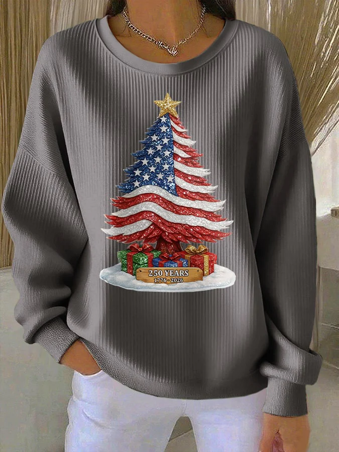 Retro Patriotic Christmas US 250 Years 1776–2026 Print Sweatshirt - Image 4