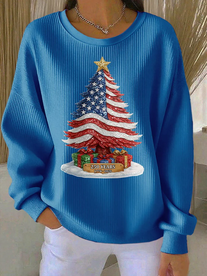 Retro Patriotic Christmas US 250 Years 1776–2026 Print Sweatshirt - Image 5