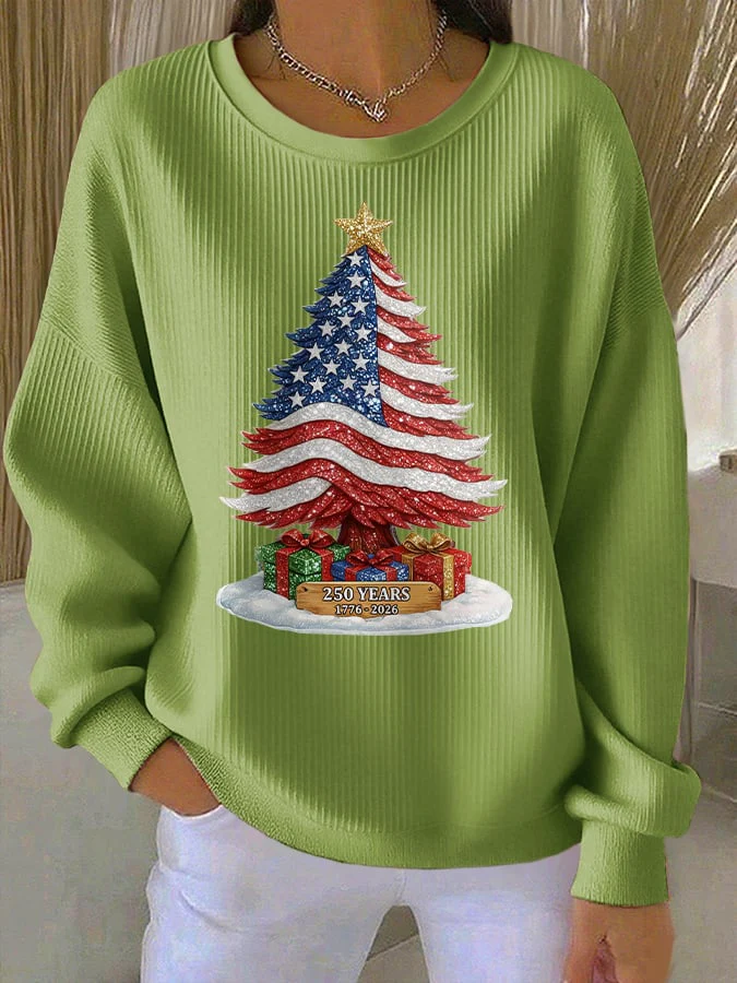 Retro Patriotic Christmas US 250 Years 1776–2026 Print Sweatshirt - Image 6