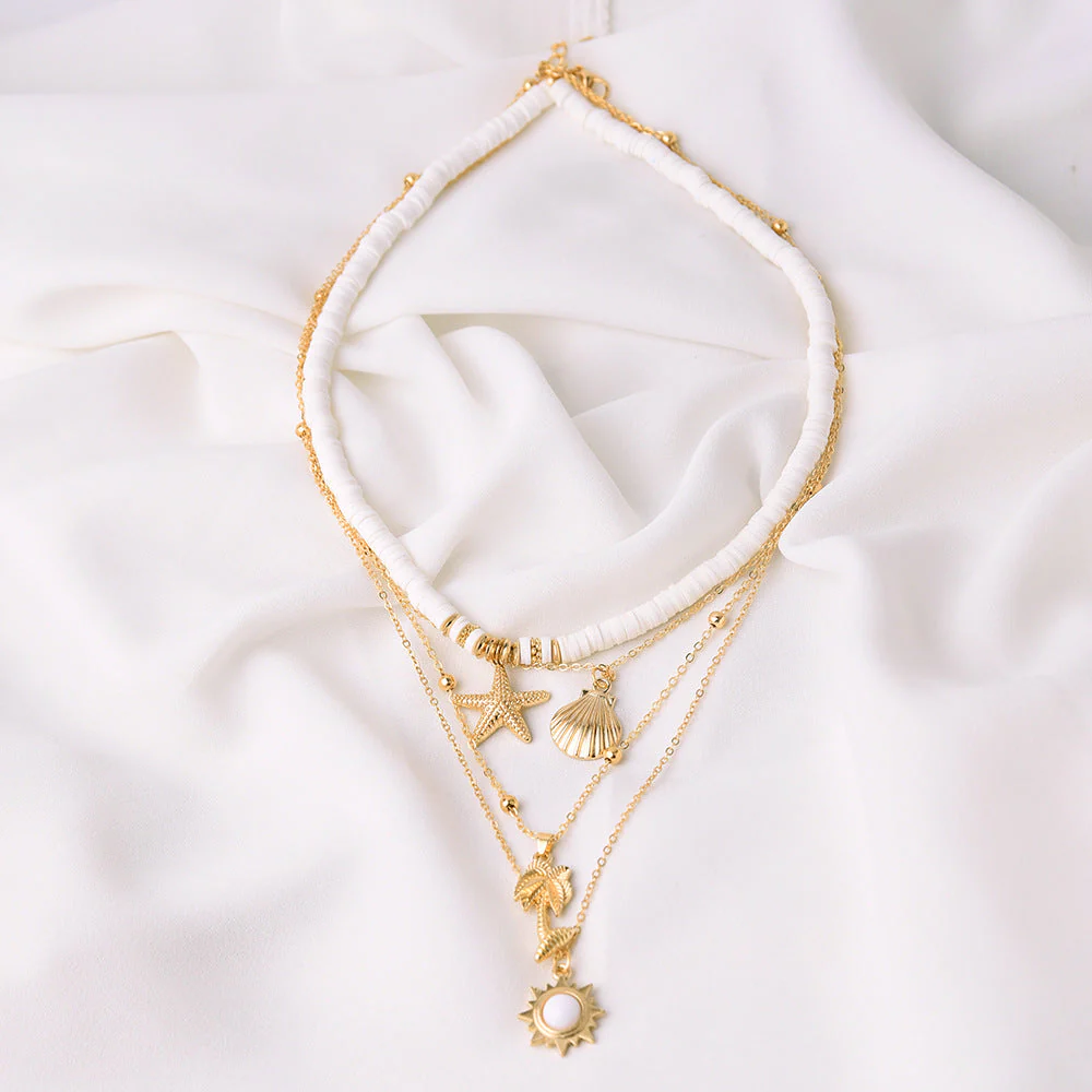 Retro Starfish Shell Multilayer Pendant Necklace - Image 4