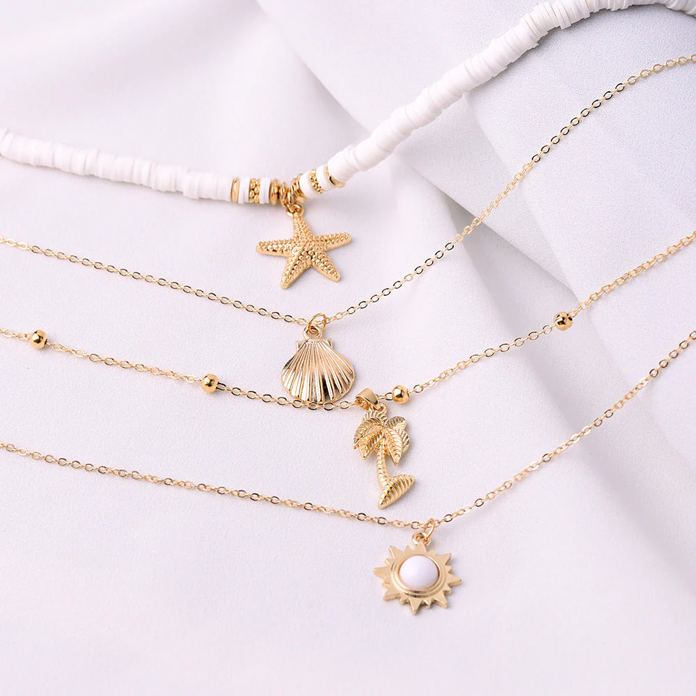 Retro Starfish Shell Multilayer Pendant Necklace - Image 5