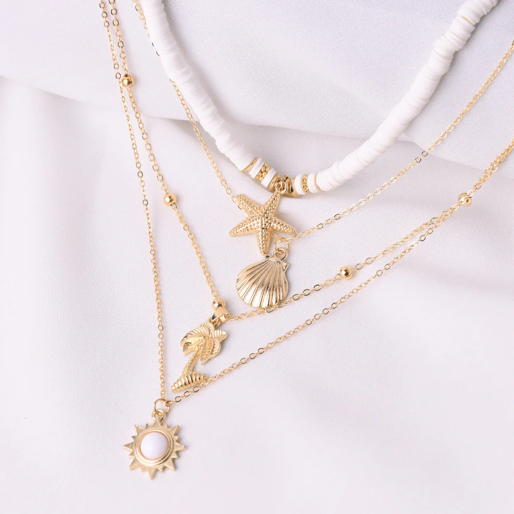 Retro Starfish Shell Multilayer Pendant Necklace - Image 6