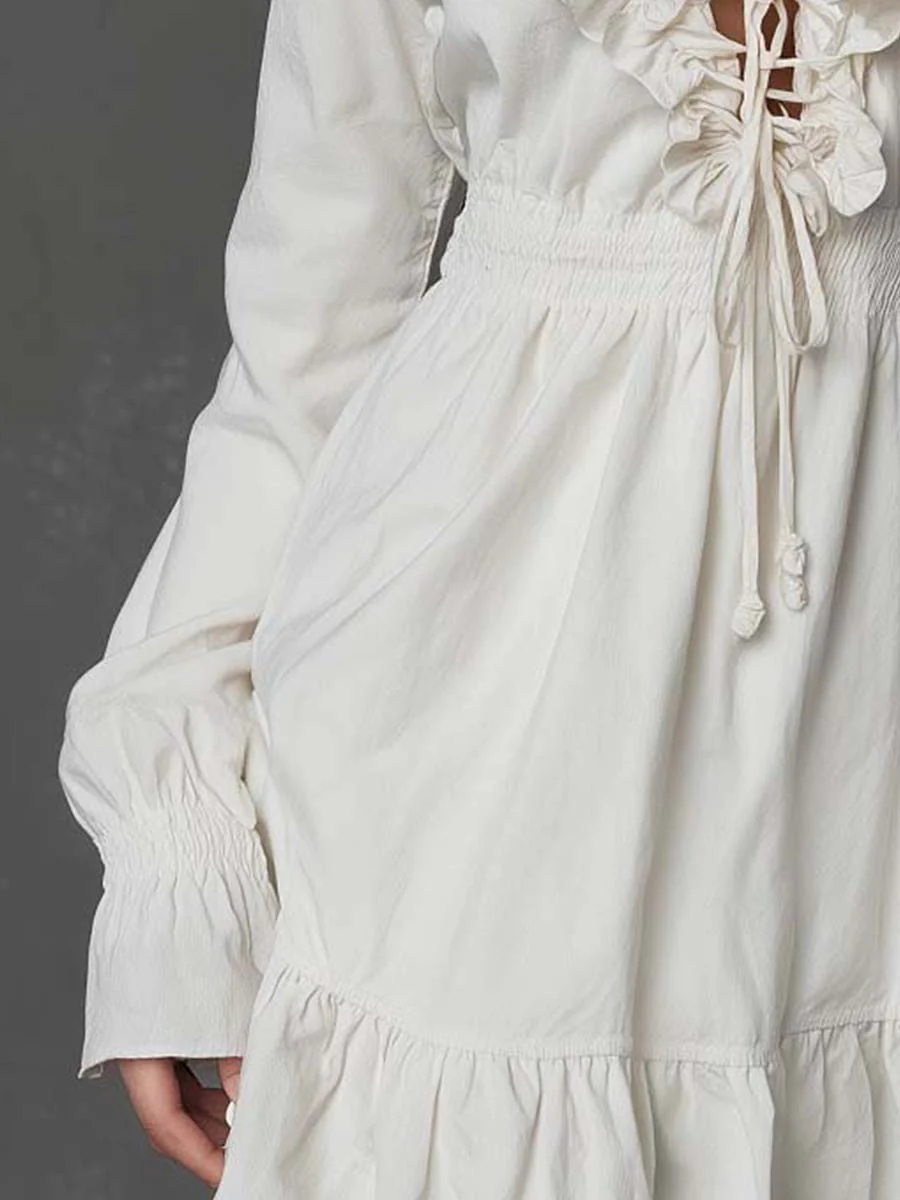 Romantic Ruffled Lace-Up Mini Dress - Image 7