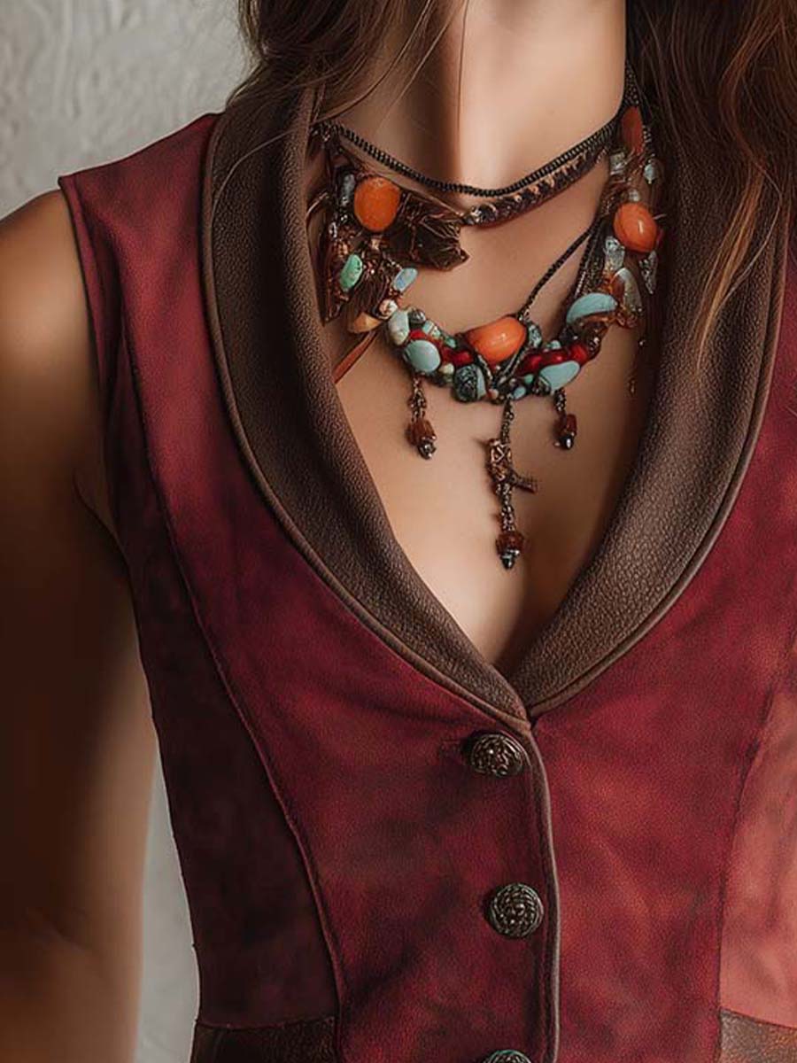 Ruby Micro-Suede Shawl-Collar Button Vest - Image 2
