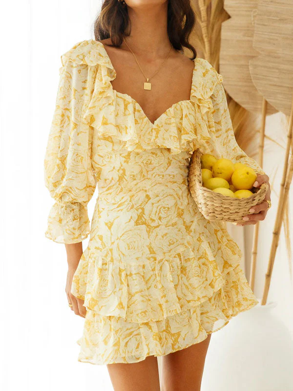 Ruffle rose dress in yellow - Image 2