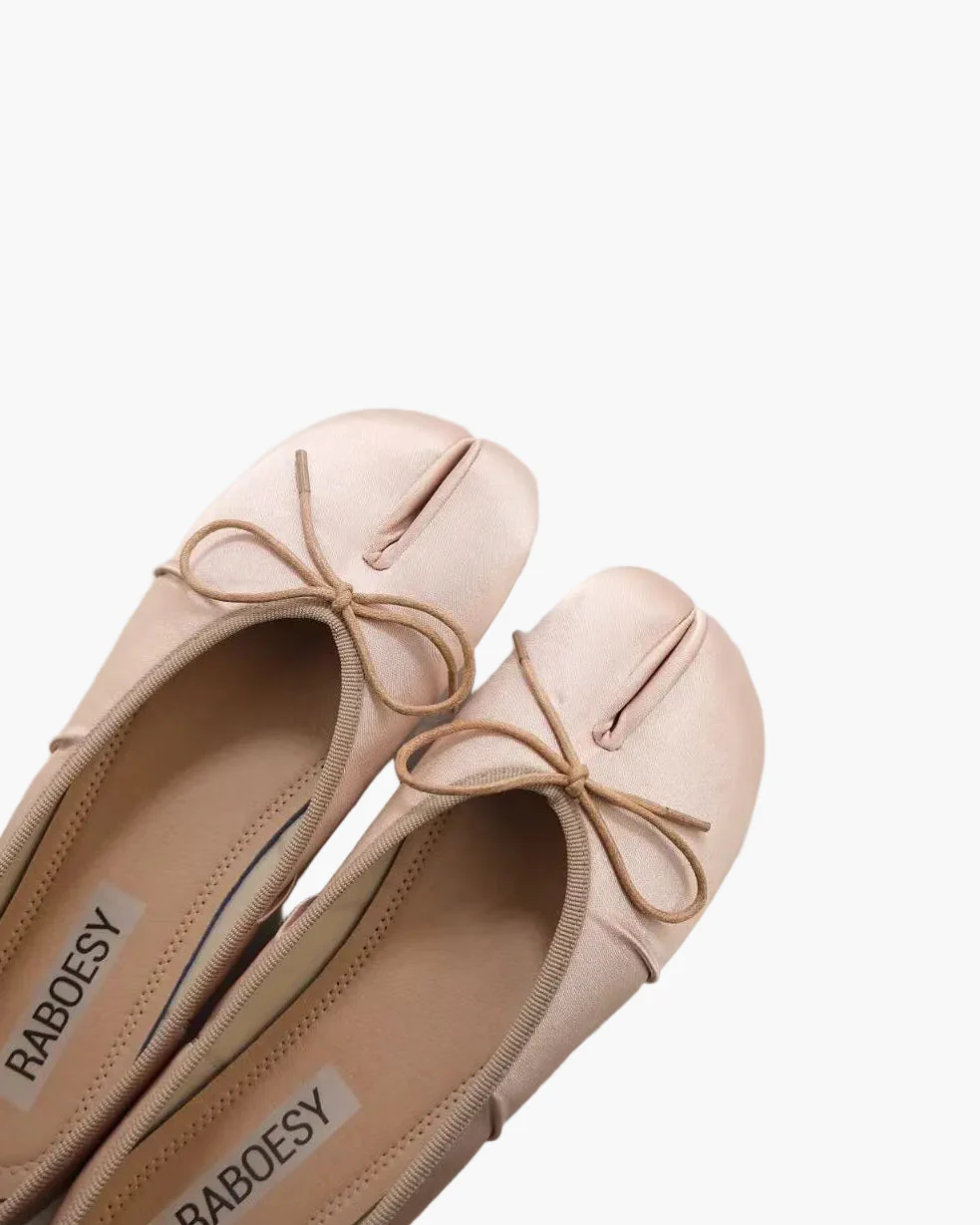Satin Wrinkles Tabi Ballet Flats - Image 11