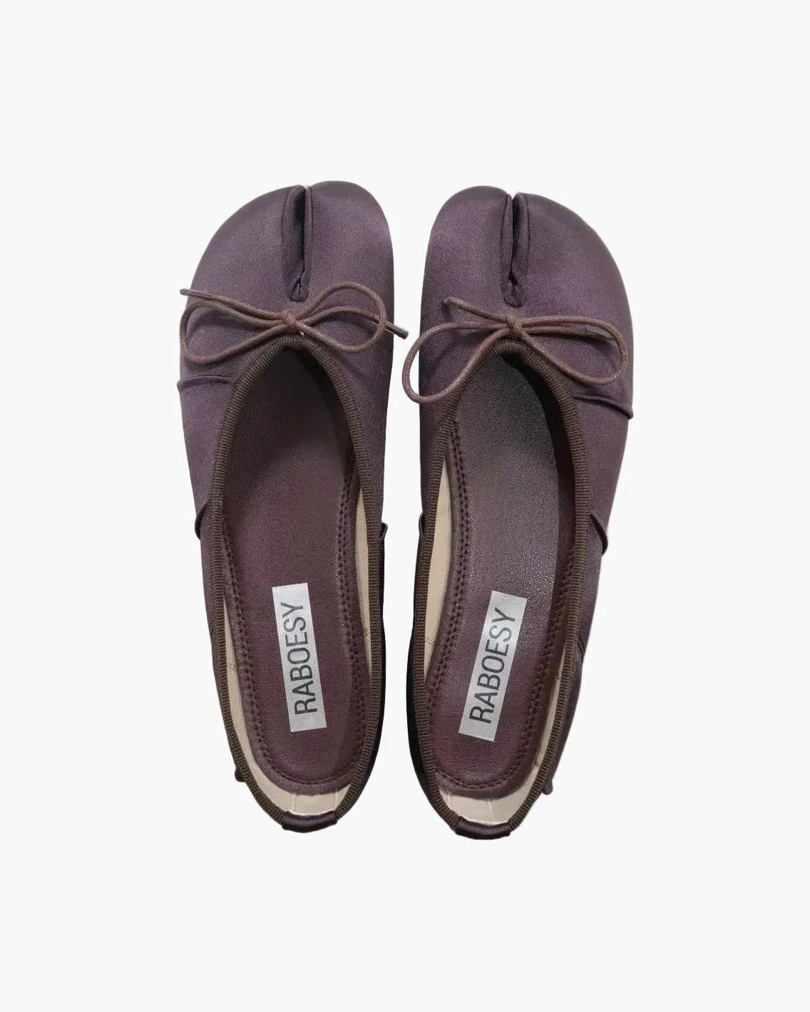 Satin Wrinkles Tabi Ballet Flats - Image 2