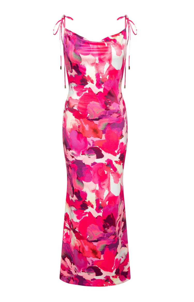 Selena Pink Print Maxi Dress - Image 6