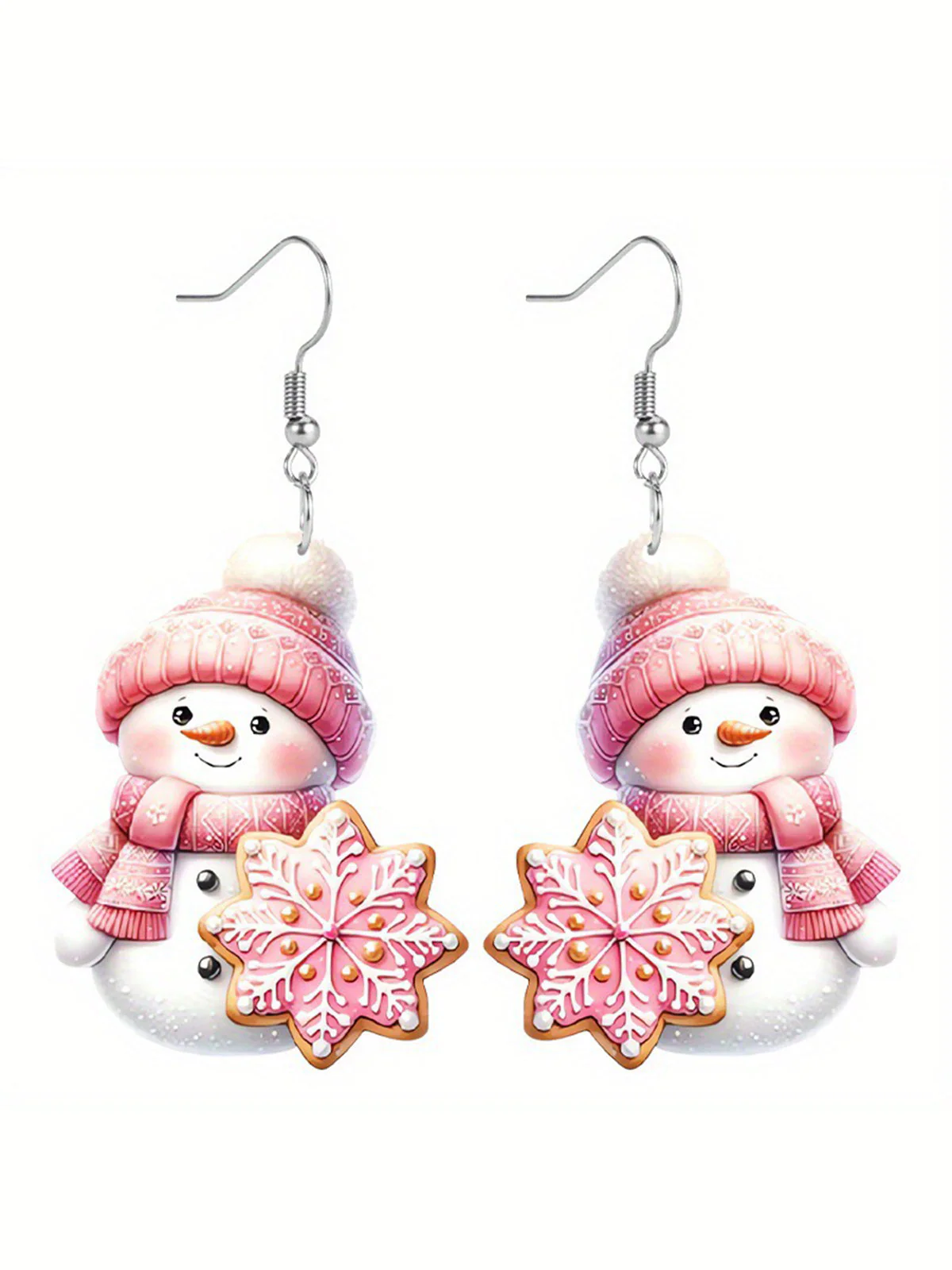 Sequin Acrylic Cartoon Christmas Snowman Earrings - Image 3