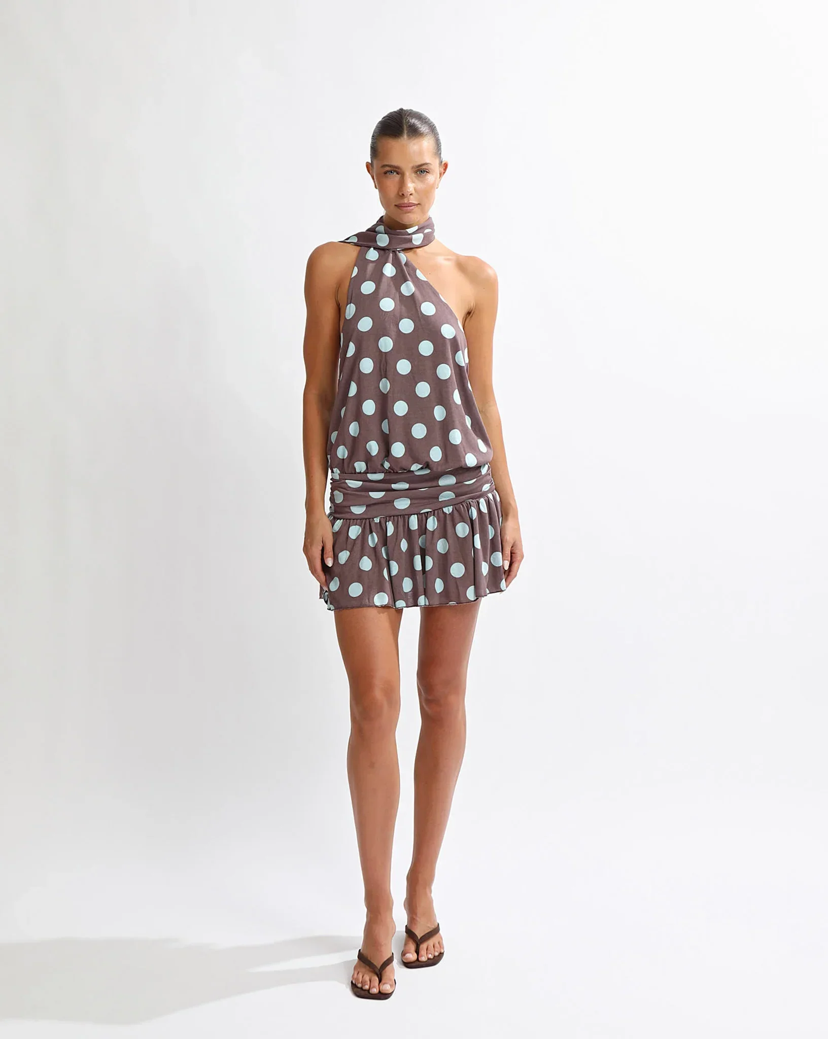 Sexy Halter Polka Dot Mini Dress - Image 2