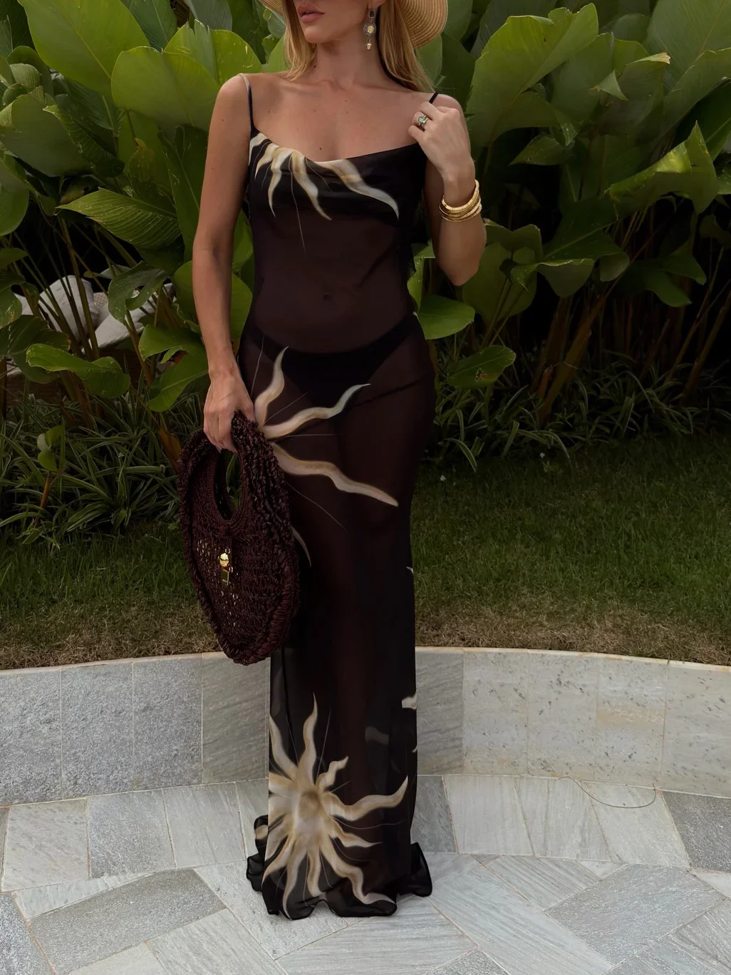 Sexy Sling Sun See-through Maxi Dress