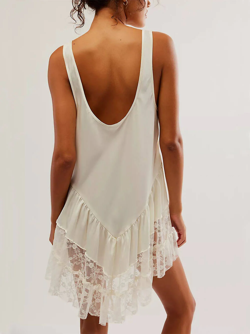 Sleeveless Lace Panel Mini Dress - Image 4