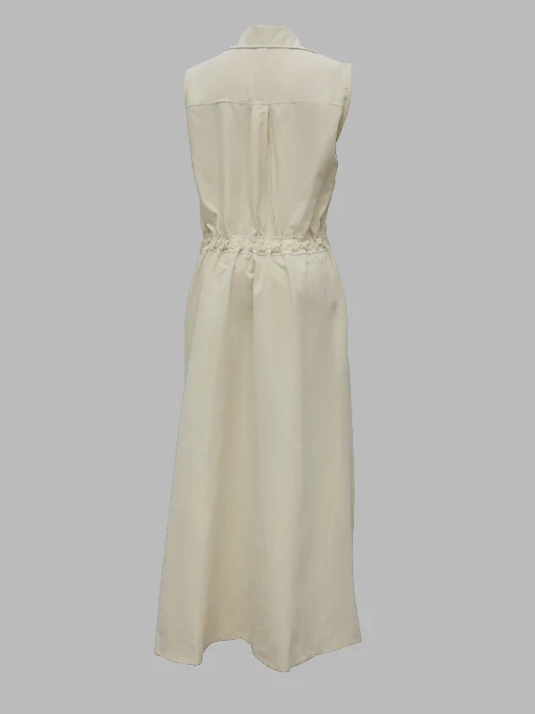 Sleeveless Solid Color Lapel Midi Dresses - Image 10