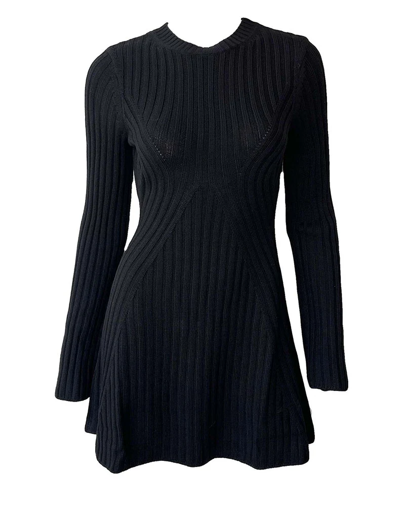 Slit bell sleeve sweater dress - Image 11