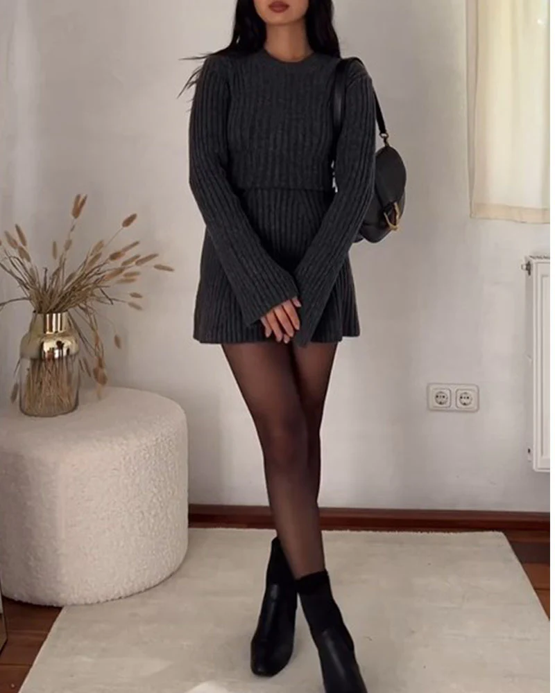 Slit bell sleeve sweater dress - Image 6