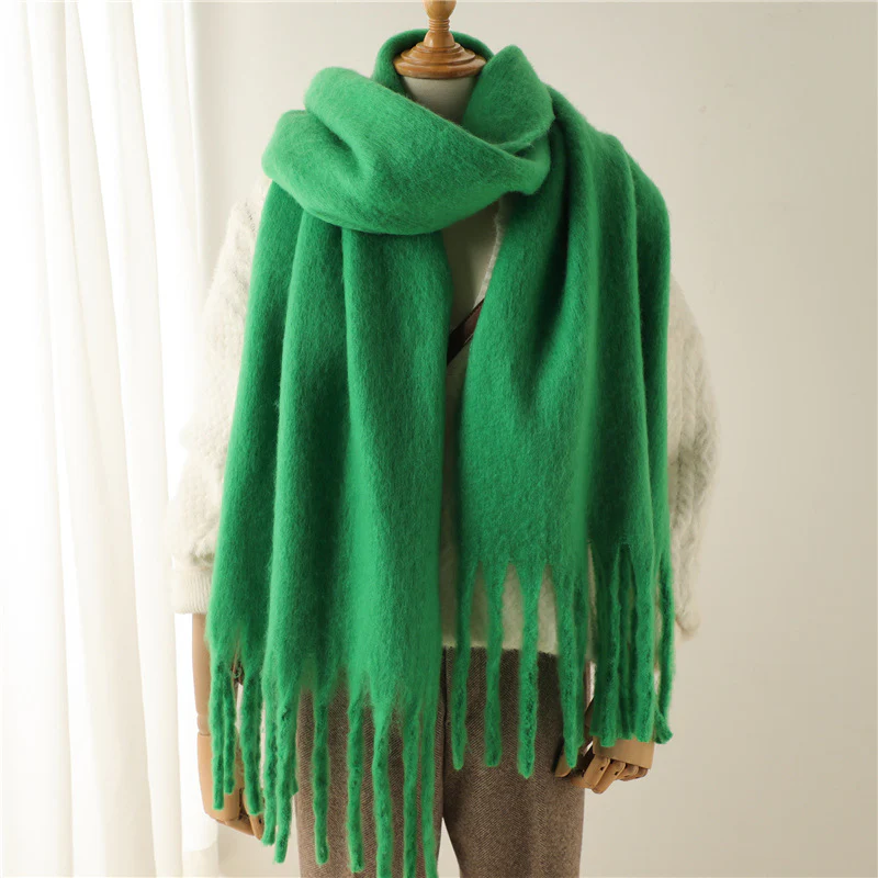 Solid Color Versatile Winter Warm Extended Tassel Scarf - Image 13