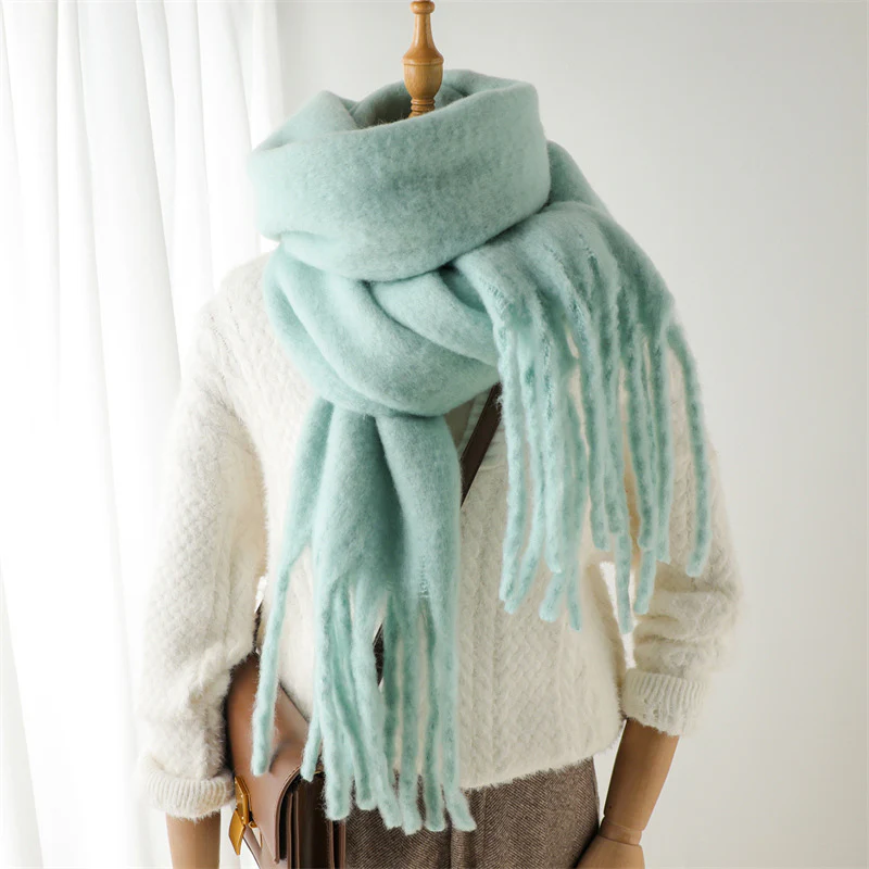 Solid Color Versatile Winter Warm Extended Tassel Scarf - Image 16