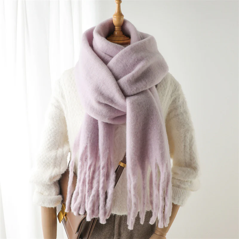Solid Color Versatile Winter Warm Extended Tassel Scarf - Image 17