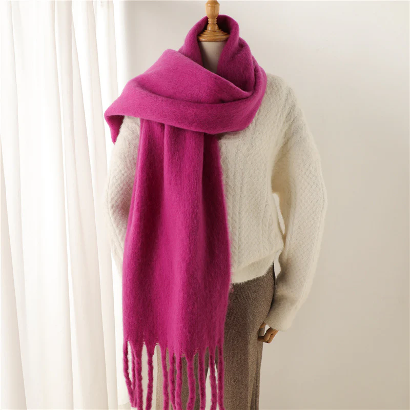 Solid Color Versatile Winter Warm Extended Tassel Scarf - Image 19