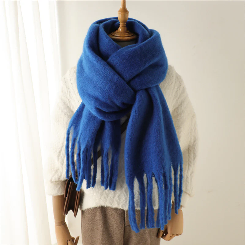 Solid Color Versatile Winter Warm Extended Tassel Scarf - Image 20