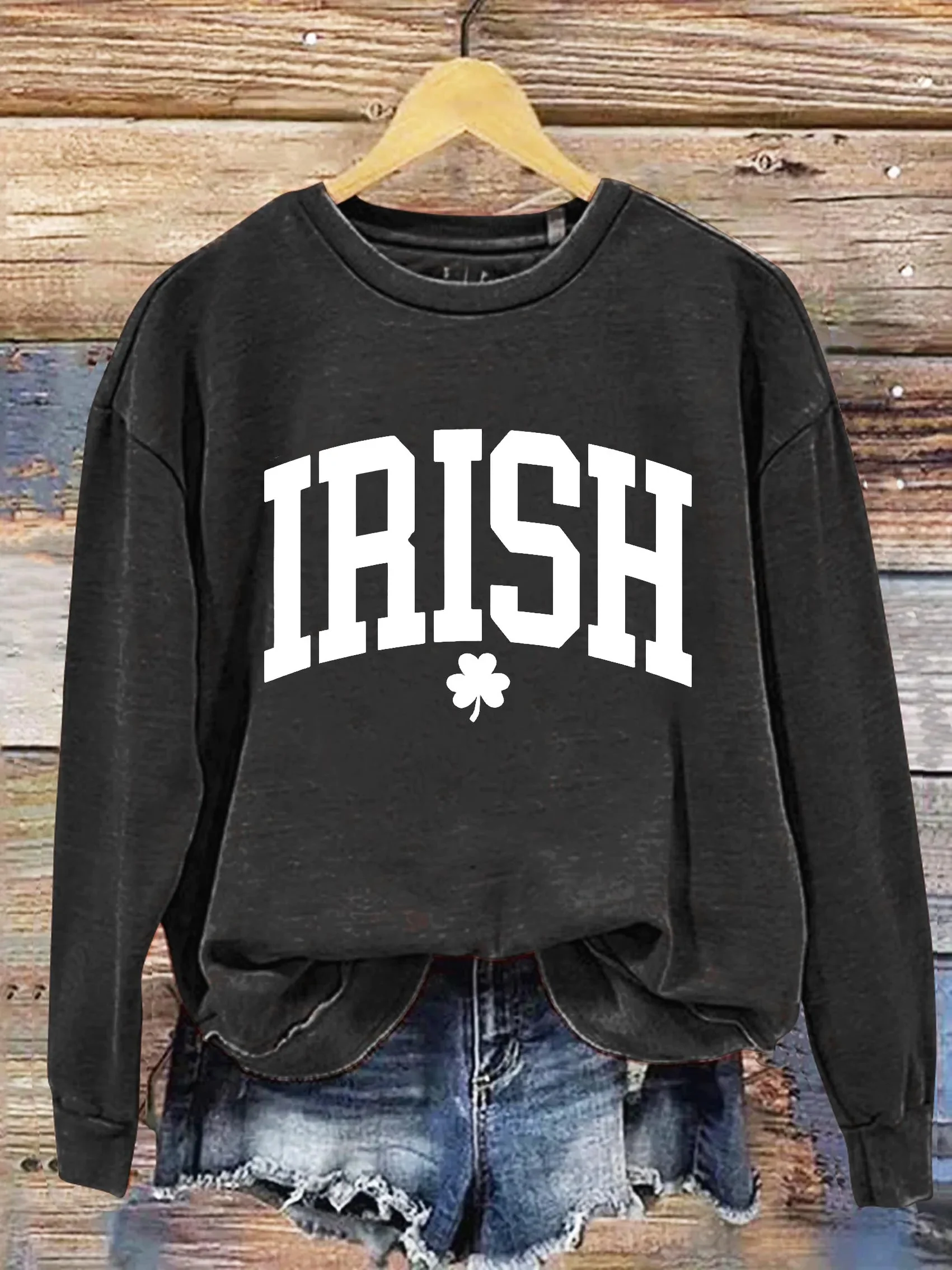 St. Patrick's Day Shamrock Print Sweatshirt - Image 2