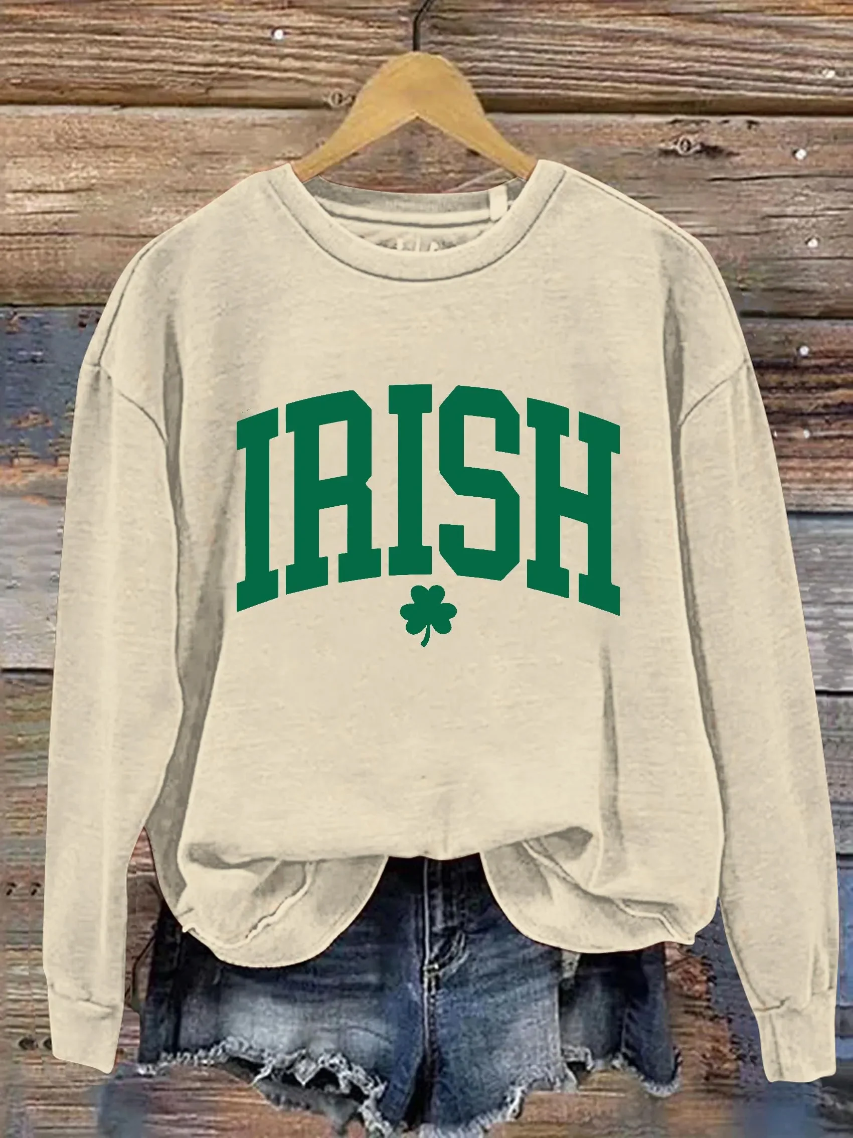 St. Patrick's Day Shamrock Print Sweatshirt - Image 3