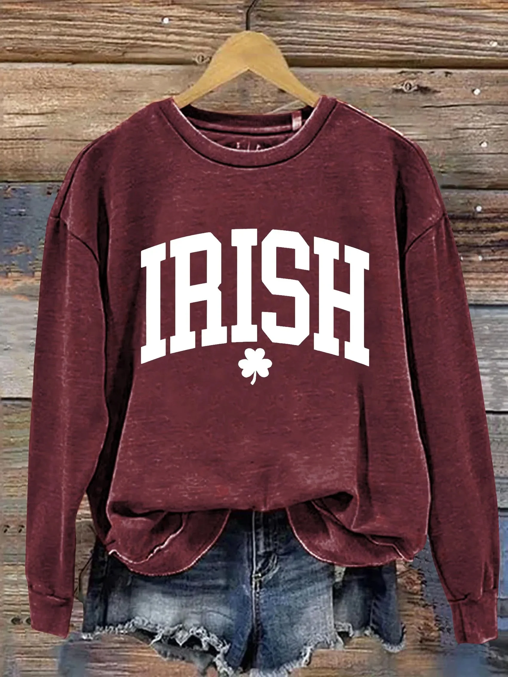 St. Patrick's Day Shamrock Print Sweatshirt - Image 4