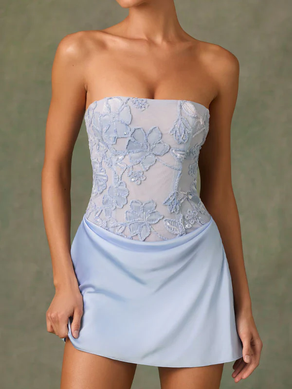 Strapless jarquard bodycon dress - Image 2