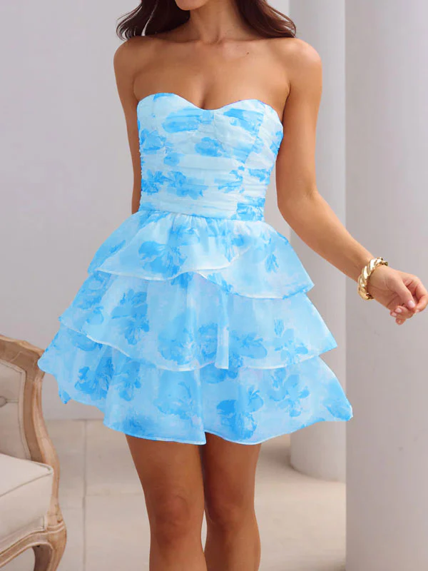 Strapless ruched tiered mini dress - Image 3