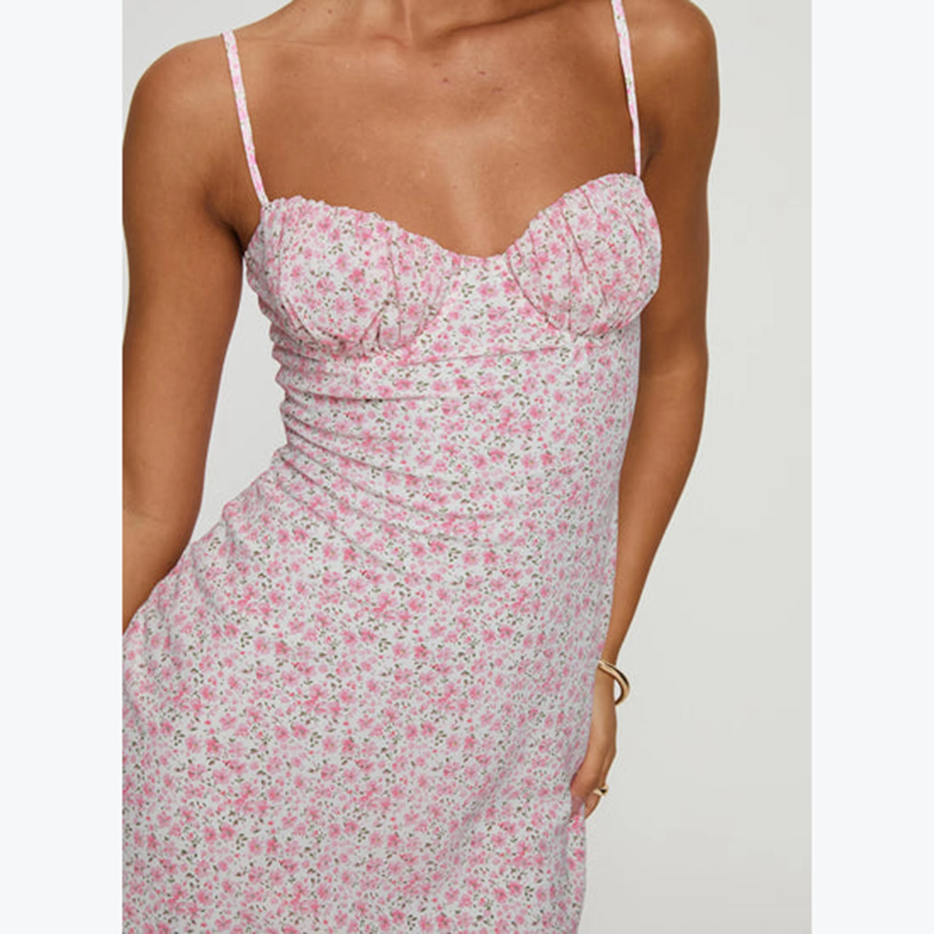 Stylish Pink Floral Dress For Girls - Image 3
