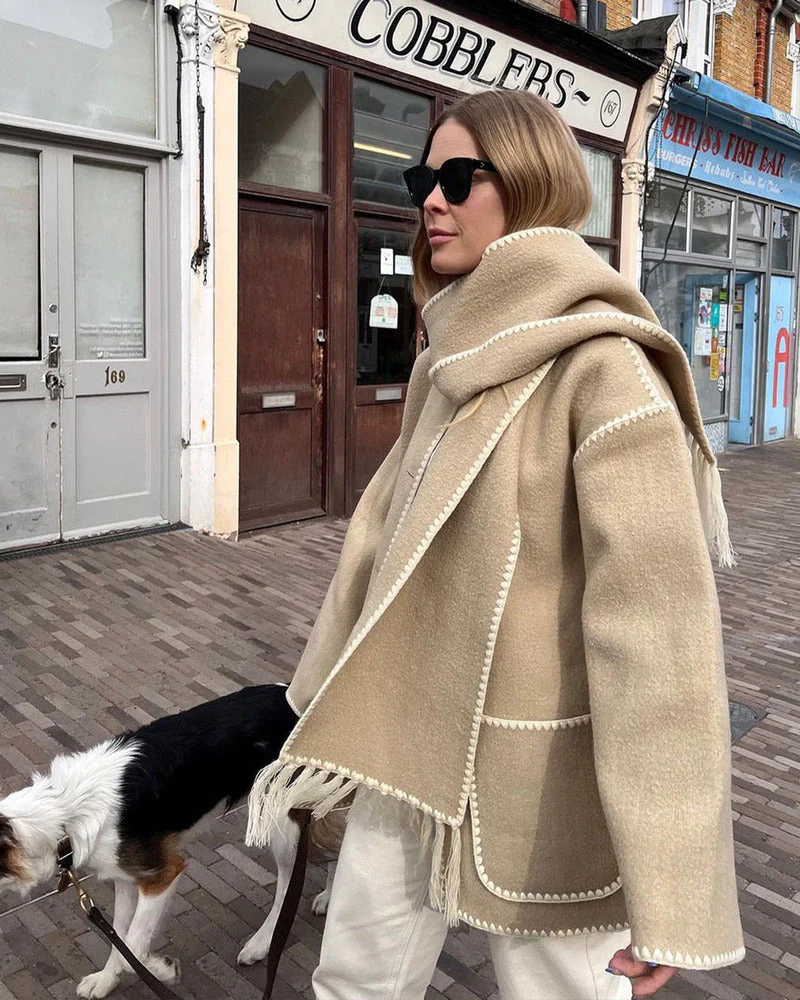SUMA - Hepburn Style Woolen Cape Coat - Image 11