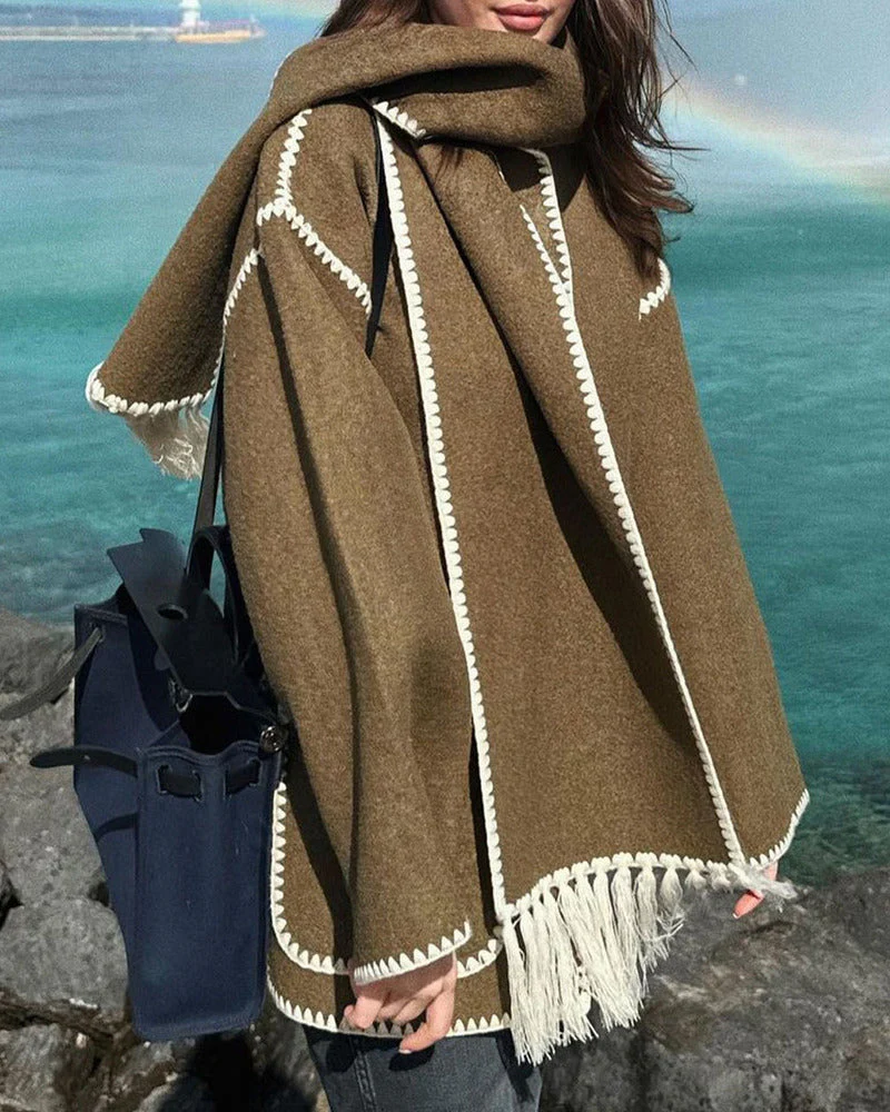 SUMA - Hepburn Style Woolen Cape Coat - Image 13