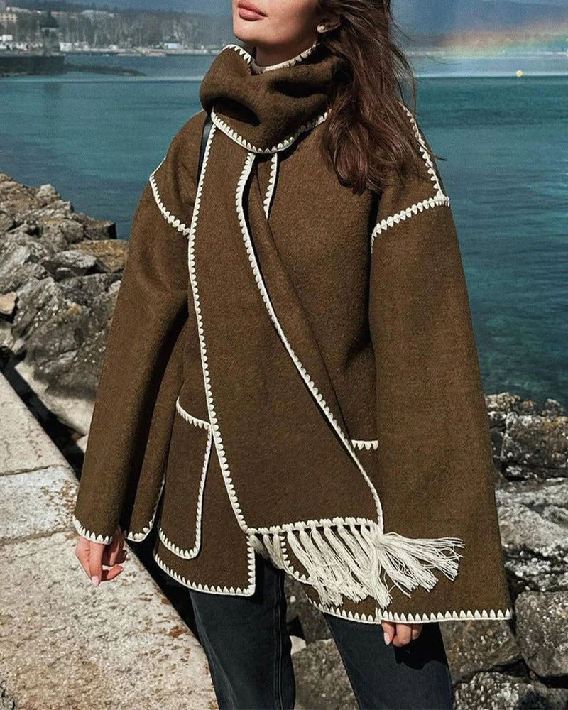 SUMA - Hepburn Style Woolen Cape Coat - Image 15