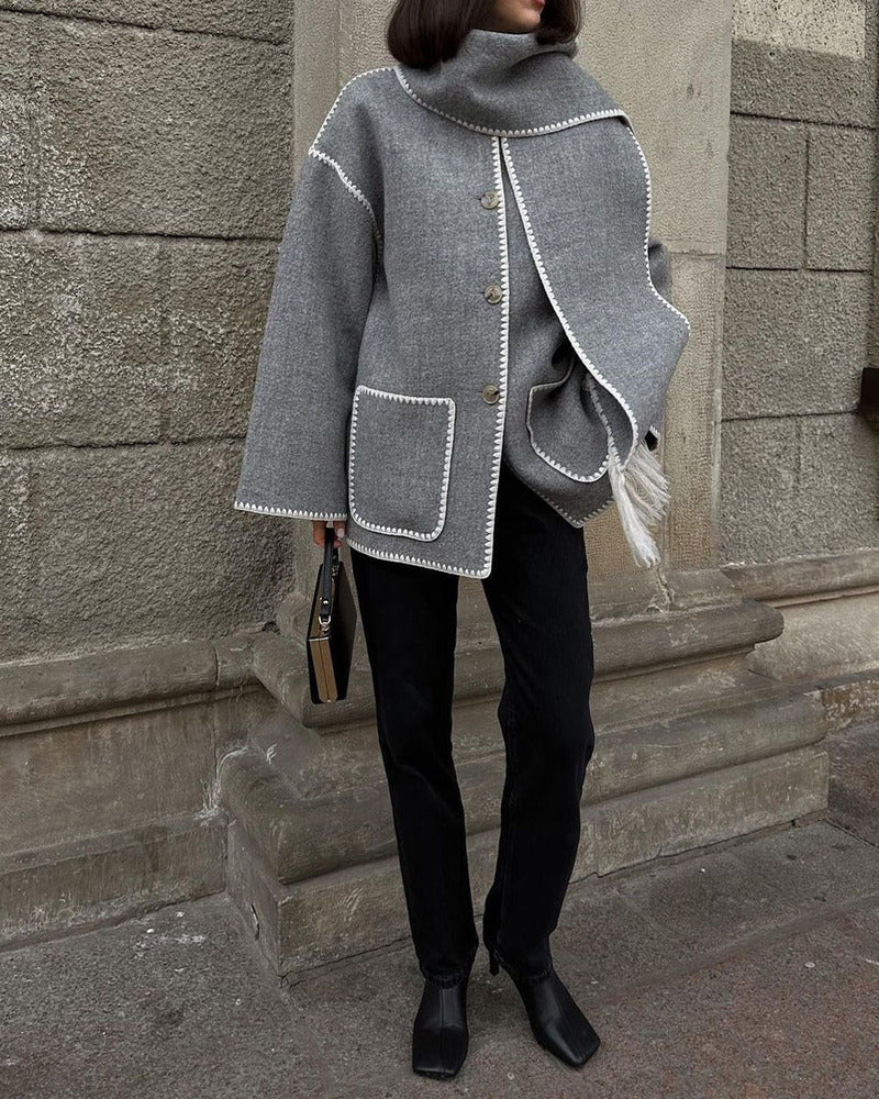 SUMA - Hepburn Style Woolen Cape Coat - Image 3