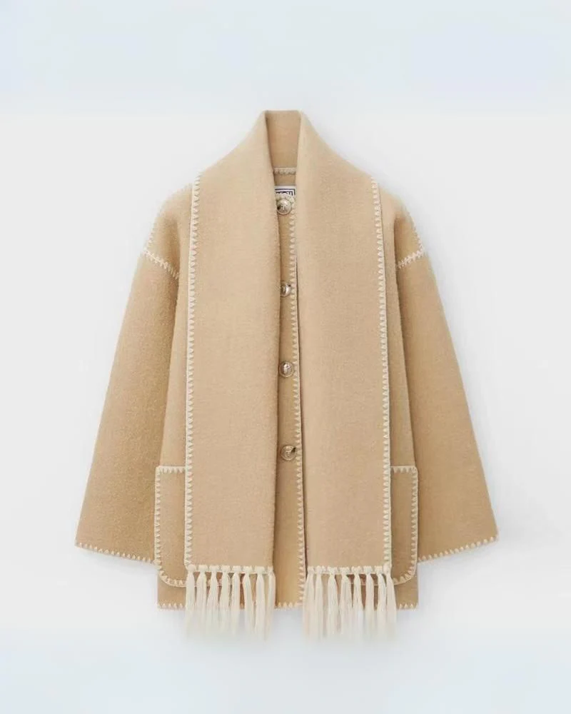 SUMA - Hepburn Style Woolen Cape Coat - Image 6