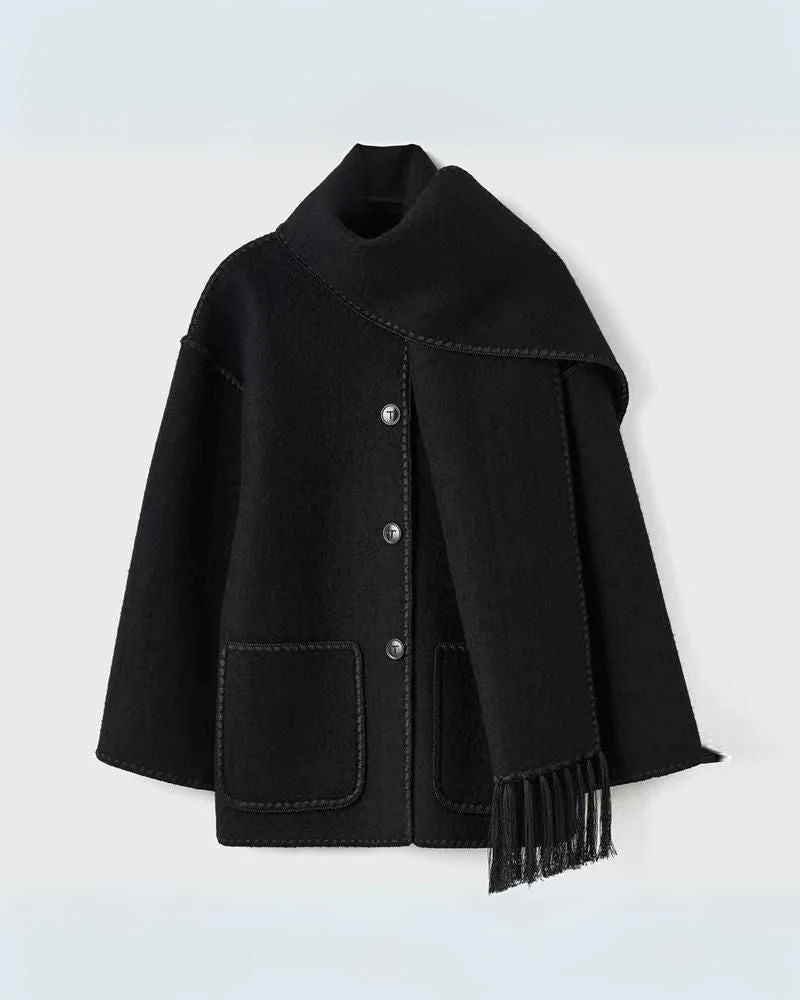 SUMA - Hepburn Style Woolen Cape Coat - Image 7