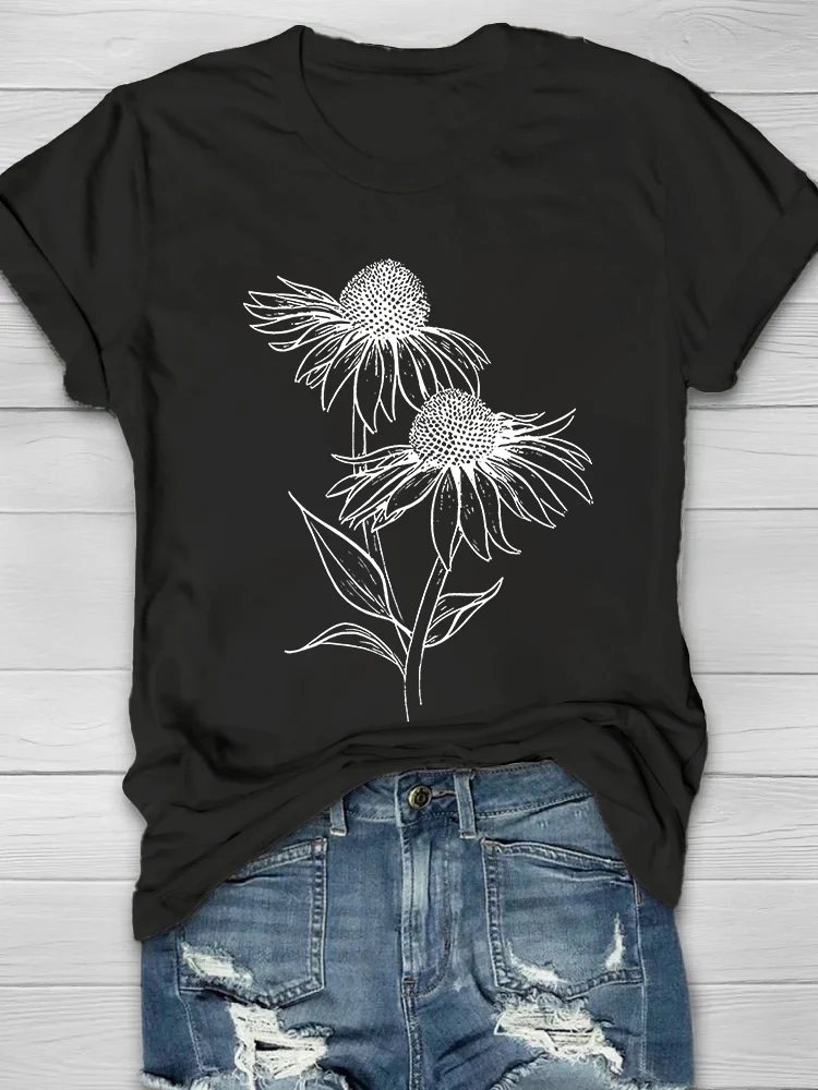 Sunflower Print Women's T-shirt - Image 2