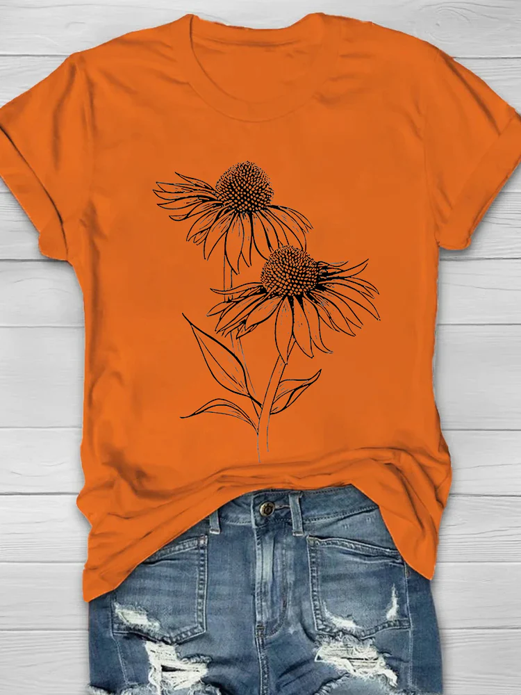 Sunflower Print Women's T-shirt - Image 3