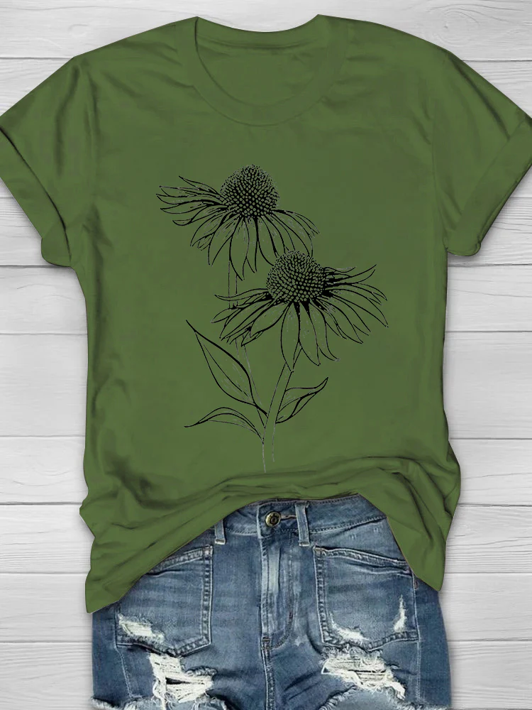 Sunflower Print Women's T-shirt - Image 7