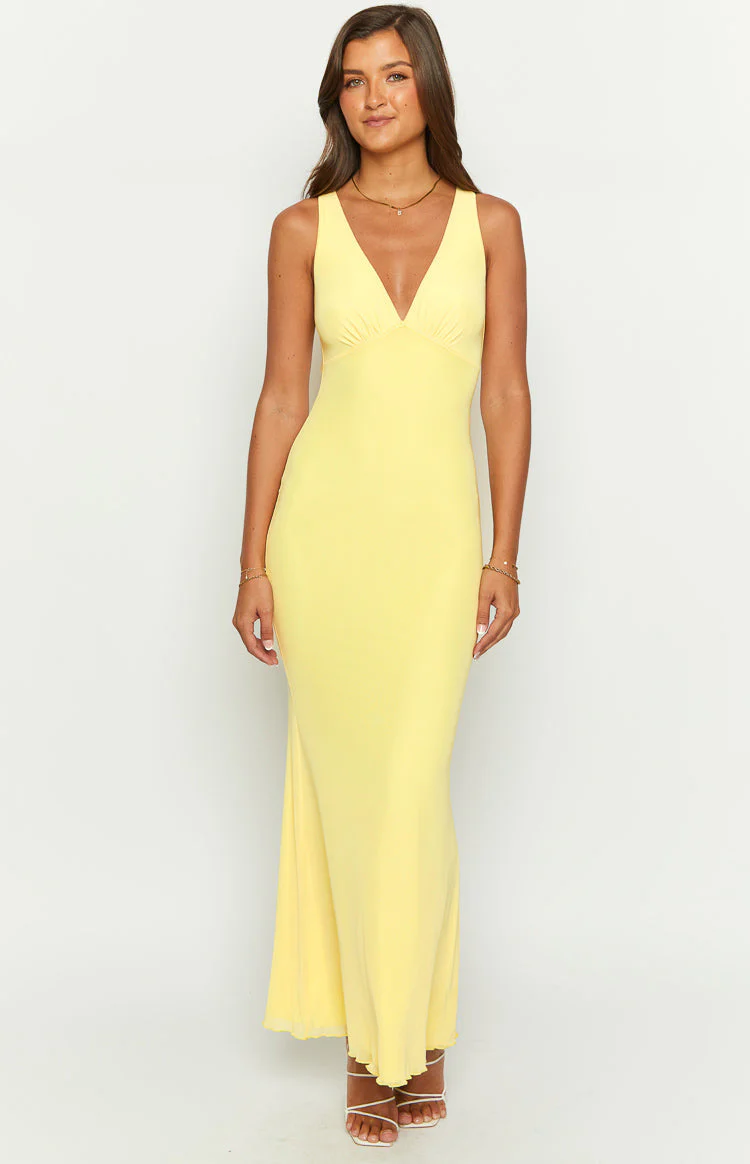 Sunflower Yellow Mesh Maxi Dress - Image 2