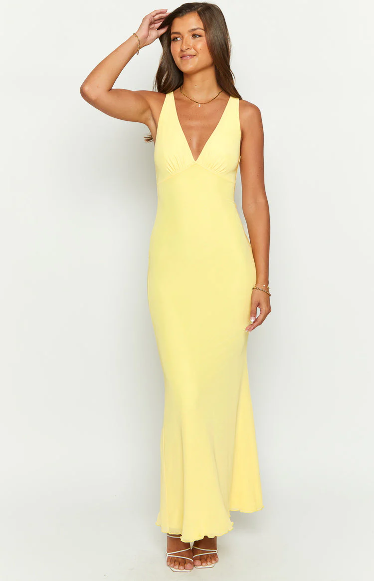 Sunflower Yellow Mesh Maxi Dress - Image 3