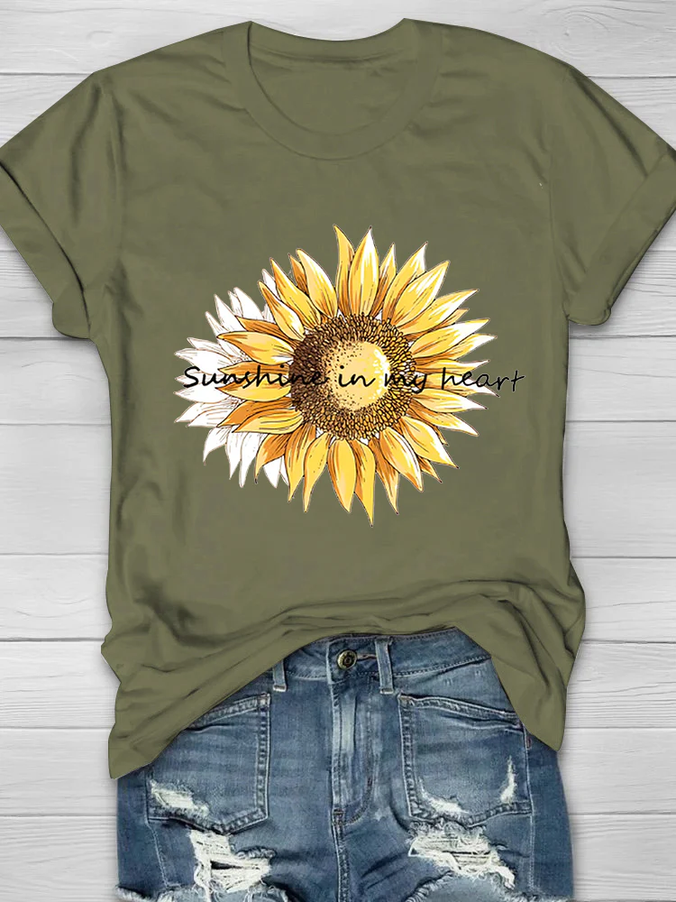 Sunshine In My Heart Sunflower Print Women's T-shirt - Image 4