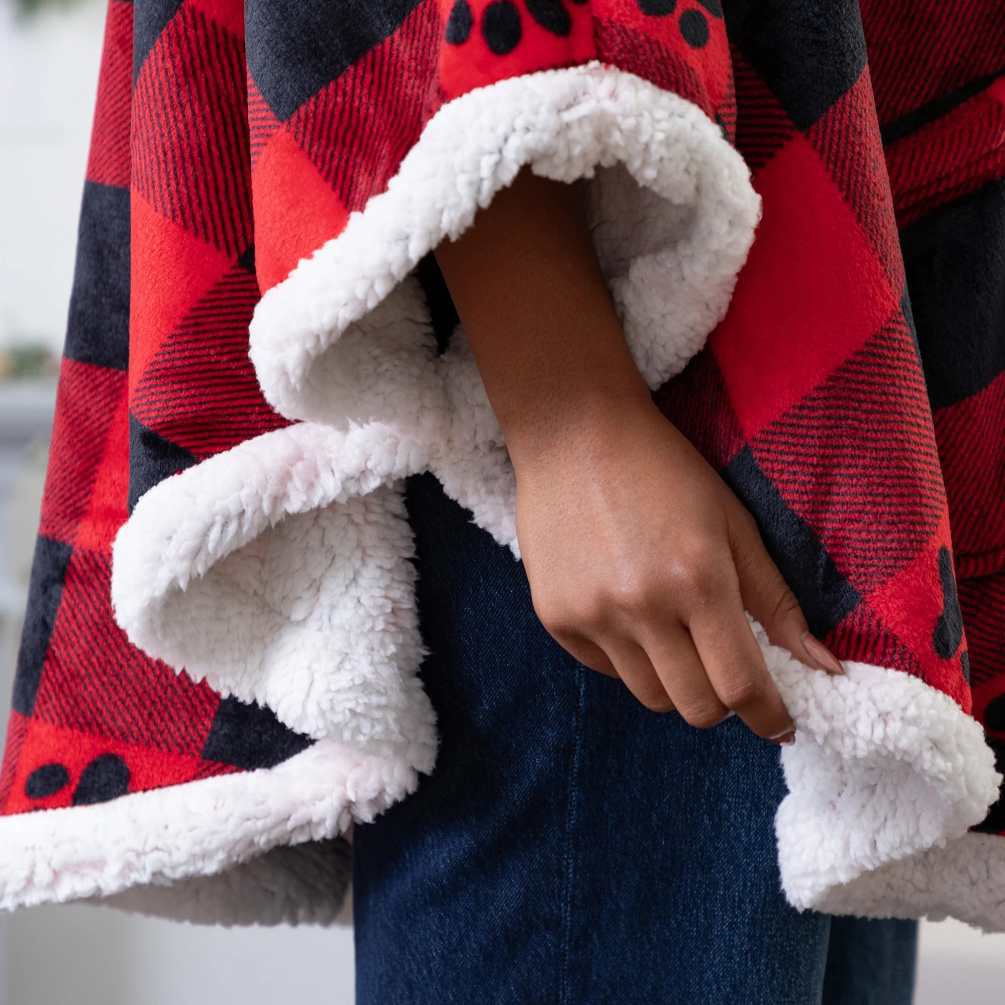 Super Cozy Paw Print Blanket Hoodie Cape - Image 13