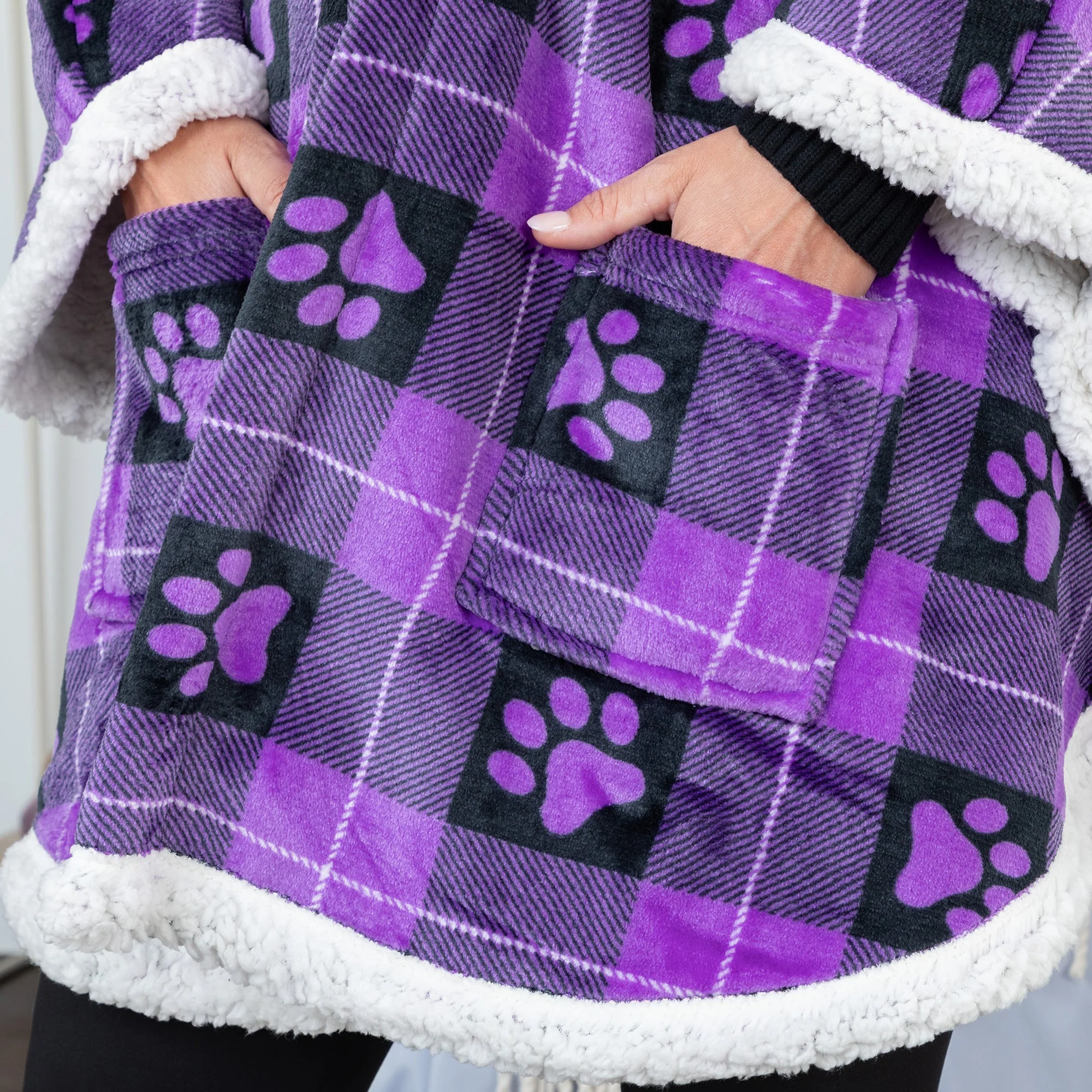 Super Cozy Paw Print Blanket Hoodie Cape - Image 15