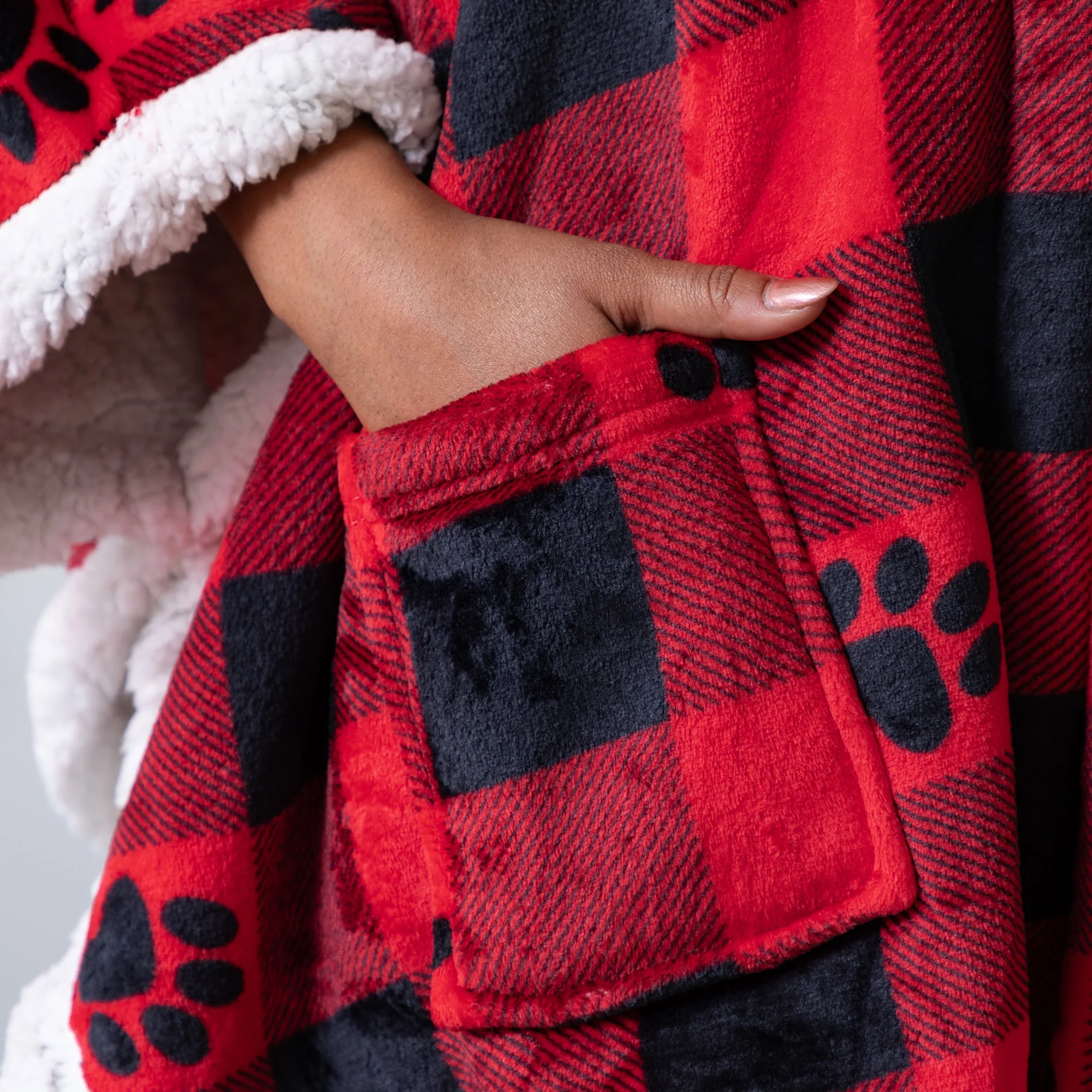 Super Cozy Paw Print Blanket Hoodie Cape - Image 9