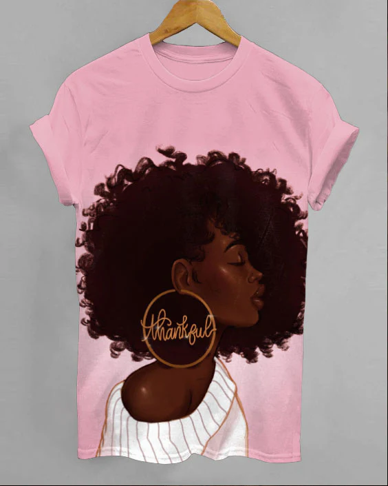 Thankful Afro Girl Unisex Short Sleeve Tshirt - Image 2
