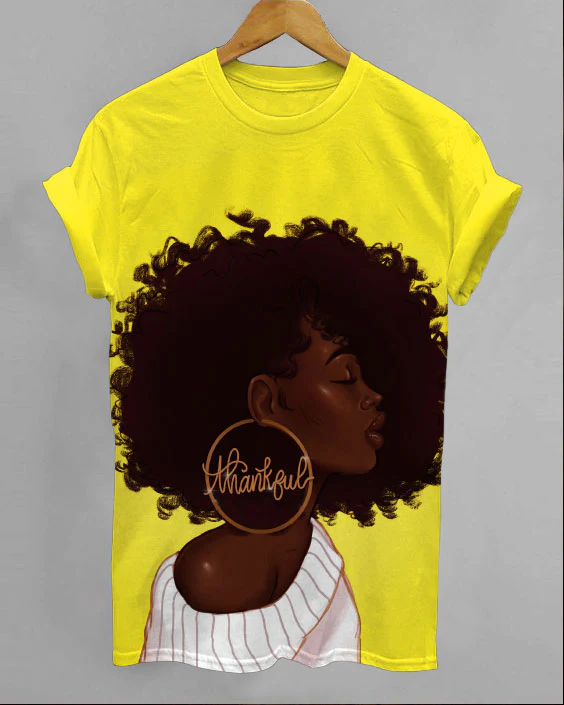 Thankful Afro Girl Unisex Short Sleeve Tshirt - Image 3