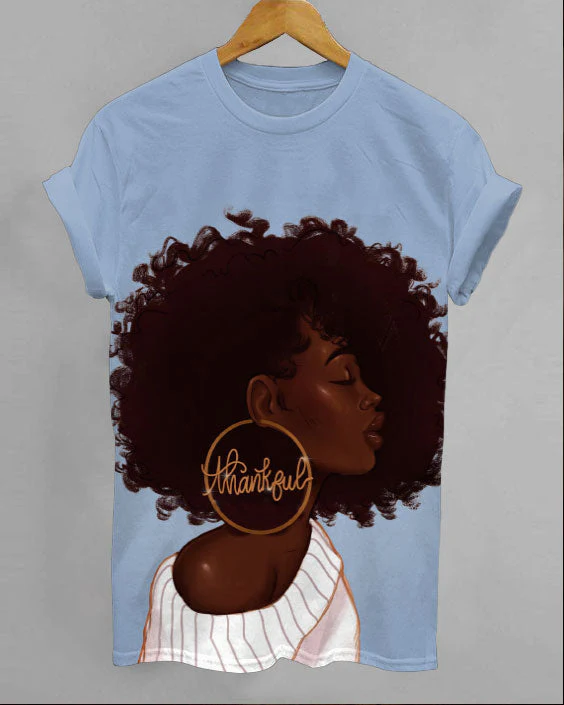 Thankful Afro Girl Unisex Short Sleeve Tshirt - Image 4